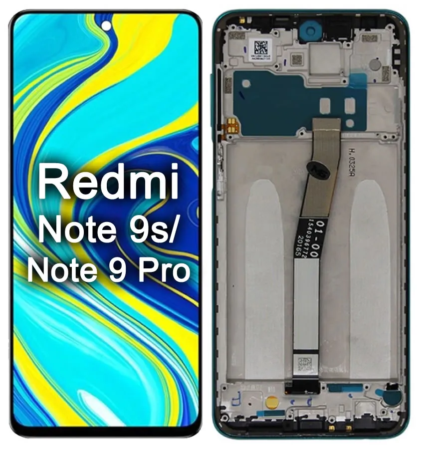 Tela de Reposição P/ Xiaomi Redmi Note 9S / Note 9 Pro Orig China C/ Aro Azul